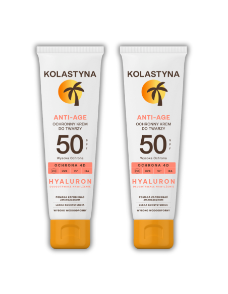 Lekki ochronny krem do twarzy AntiAging SPF50 Kolastyna 2x50 ml 5900536355603