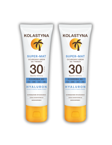 Matujący ochronny krem do twarzy SPF30 Kolastyna SuperMat 2x50 ml - Mleczka i kremy z filtrem