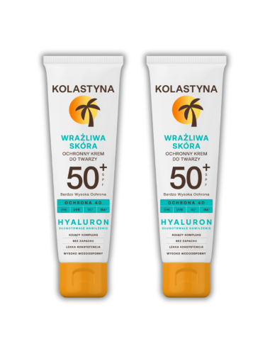 Ochronny krem do twarzy do cery wrażliwej SPF50+ Kolastyna 2x50 ml 5900536355399