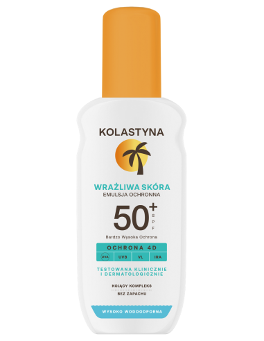 Ultranawilżająca emulsja do opalania w sprayu dla skóry wrażliwej SPF50+ Kolastyna 2x 150 ml 5900536355351 4