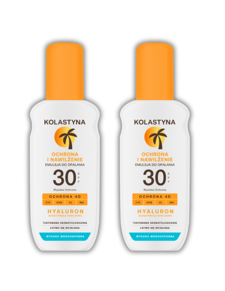 Wodoodporna emulsja do opalania w sprayu SPF30 Kolastyna 2x150 ml 5900536355559