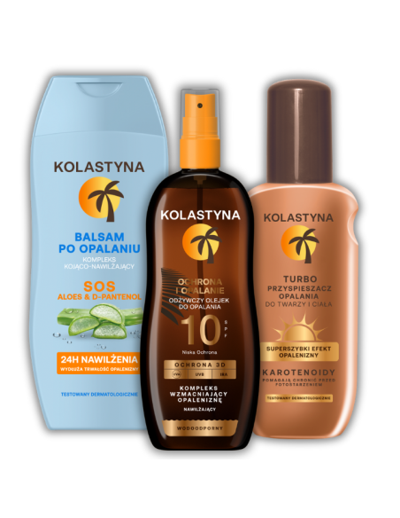 Kolastyna Balsam SOS 200 ml + Turboprzyspieszacz opalania + Olejek do opalania SPF10 5900536355627