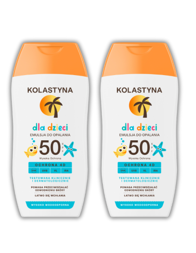 Ochronna emulsja na słońce dla dzieci SPF50 Kolastyna 2x150 ml - Ochrona przeciwsłoneczna dla dzieci