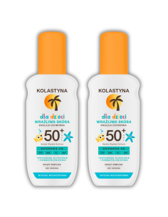 Ochronny spray na słońce dla dzieci dla skóry wrażliwej SPF50+ Kolastyna 2x150 ml 5900536355368