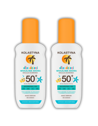 Ochronny spray na słońce dla dzieci dla skóry wrażliwej SPF50+ Kolastyna 2x150 ml 5900536355368