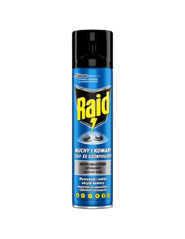 Owadobójczy spray przeciw muchom, komarom, osom i innym owadom latającym Raid 400 ml - Środki na komary i kleszcze