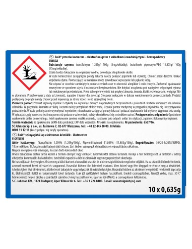 Elektrofumigator z bezzapachowymi wkładkami owadobójczymi (10 szt.) Raid 5000204289268 4