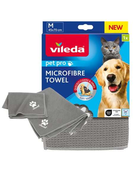 Ręcznik z mikrofibry dla psa i kota rozmiar M Vileda Pet Pro, 45x70 cm 4023103240247