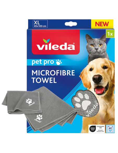 Ręcznik z mikrofibry dla psa i kota XL Vileda Pet Pro, 65x100 cm 4023103240261