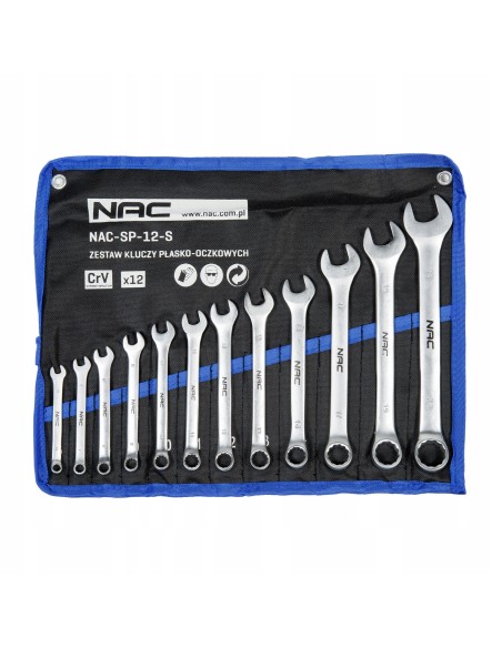 Praktyczny zestaw 12 kluczy płasko-oczkowych NAC SP-12-S rozmiary 6-22 mm 5902490787667 2