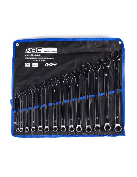 Zestaw 14 kluczy płasko-oczkowych w etui NAC-SP-14-EL, rozmiary 10-24 5905842511781 8