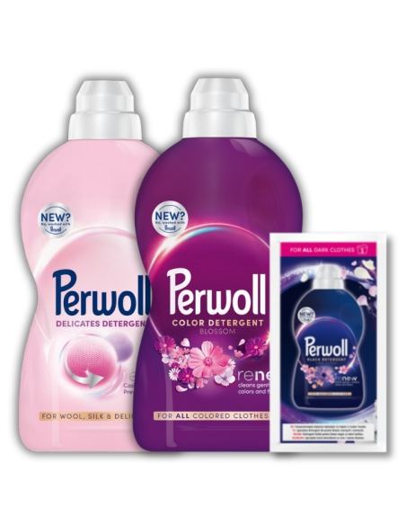 Zestaw płynów do prania wełny i wszystkich kolorów Perwoll Renew Wool 2L + Blossom 2L + GRATIS 9000101808476