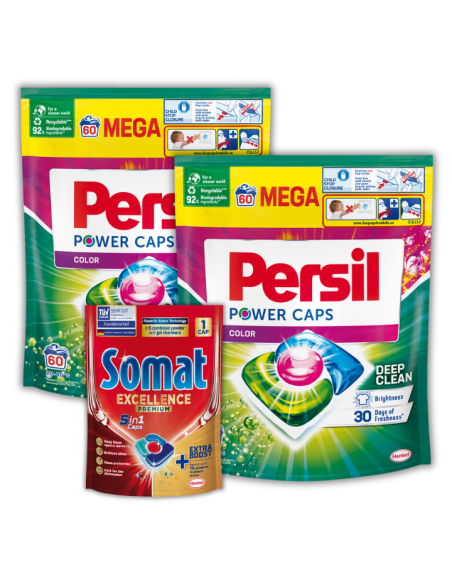 Wydajne kapsułki do prania kolorów Persil Power Caps Deep Clean 2x 60 prań + GRATIS 9000101804294