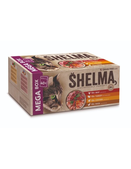Bezzbożowa mokra karma dla kota Mega Box Shelma 40 x 85g, mix smaków 8595606409262 4