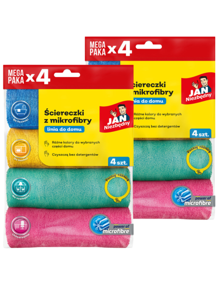 Zestaw 2x ściereczki z mikrofibry do sprzątania na sucho i mokro Jan Niezbędny 8 szt. 5905718981496