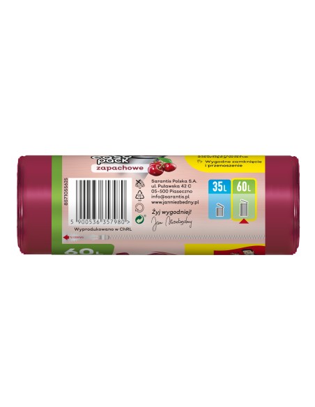 Duży zestaw worków na śmieci Jan Niezbędny 3x Magnum Flex 60L + 3x Easy Pack wiśniowe 60L (razem 84 worków) 5905718981519 11