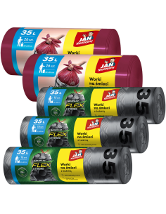 Worki na śmieci Jan Niezbędny 3x Magnum Flex & Strong 35L + 2x Easy Pack wiśniowe 35 L (97 worków)) 5905718981526 2