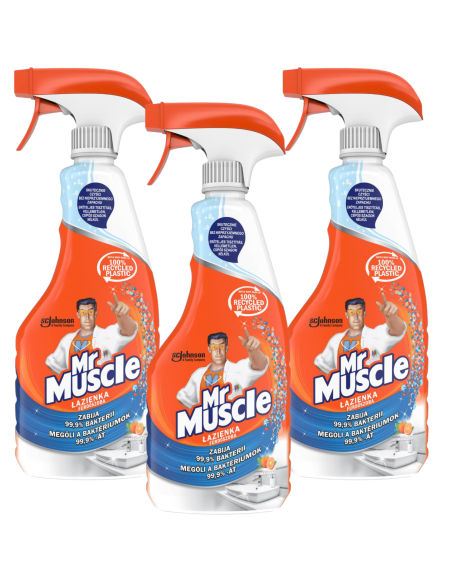 3x Płyn do czyszczenia łazienki i kabin prysznicowych o zapachu mandarynkowym Mr Muscle 3x0.5L 5000204183108