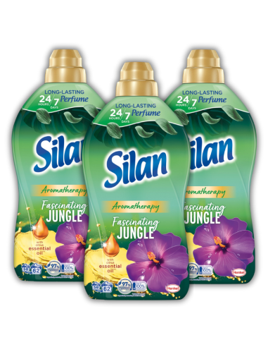 Zmiękczający płyn do płukania tkanin Silan Aromatherapy Fascinating Jungle 3x1364 ml 186 prań - Płyny do płukania