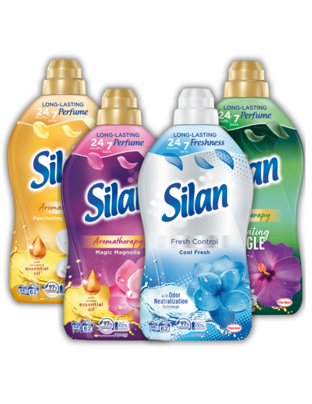 Zestaw 4 płynów do płukania Silan Fresh Control + Frangipani + Magnolia + Jungle 4x 1364 ml 248 prań 9000101581478