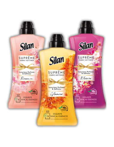 Zestaw 3 płynów do płukania tkanin Silan Supreme Romance + Glamour + Blossom 3x 1012 ml 138 prań 9000101579758