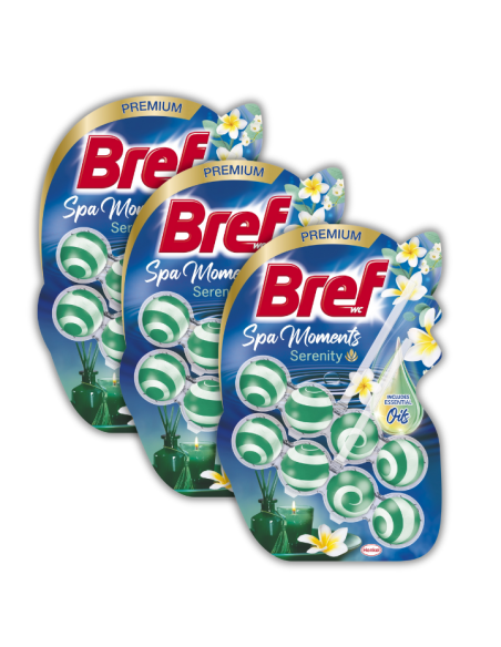 Odświeżające zawieszki do toalety Bref Wellness Serenity 6x50g - Zawieszki i krążki do WC Odświeżające zawieszki do toalety Bref Wellness Serenity 6x50g 9000101587968