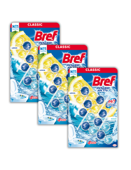 3x Cytrynowe kostki toaletowe Bref Power Aktiv Soczysta 12x50g 9000101309485