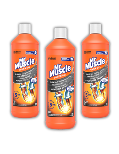 3x Mr Muscle® Power Gel do udrażniania rur 1000 ml - Środki czystości do kuchni i łazienki