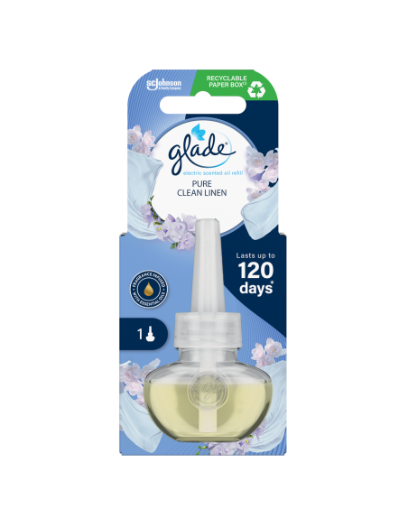 Wkład do elektrycznego odświeżacza powietrza Glade Pure Clean Linen 20ml - Odświeżacze elektryczne Wkład do elektrycznego odświeżacza powietrza Glade Pure Clean Linen 20ml 5000204348491