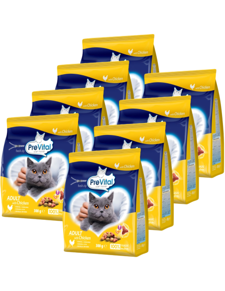Sucha karma dla kota o smaku kurczaka PreVital, 8x300 g 5999566111235
