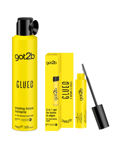 Stylizujący zestaw got2be Glued: lakier do włosów 300 ml + Żel do stylizacji brwi i baby hair 16 ml - Stylizacja włosów