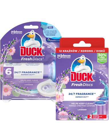 Lawendowe krążki żelowe do WC Duck Fresh Discs Zestaw startowy + Zapas 5000204996319 8