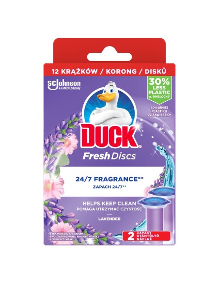 Lawendowe krążki żelowe do WC Duck Fresh Discs Zestaw startowy + Zapas 5000204996319 11