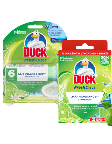 Limonkowe krążki żelowe do WC Duck Fresh Discs Zestaw startowy + Zapas 5000204608618 8