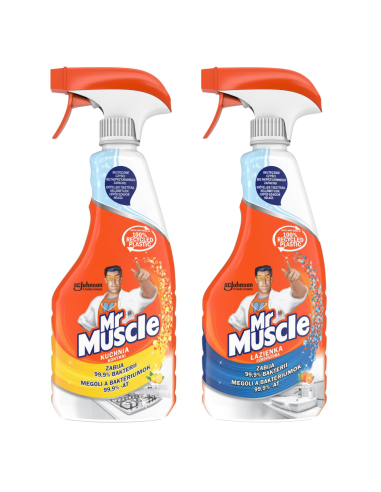 Zestaw płynów do mycia Mr Muscle kuchnia 500 ml + łazienka 500 ml 5000204183108