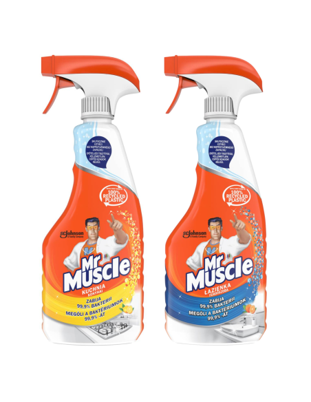 Zestaw płynów do mycia Mr Muscle kuchnia 500 ml + łazienka 500 ml 5000204183108