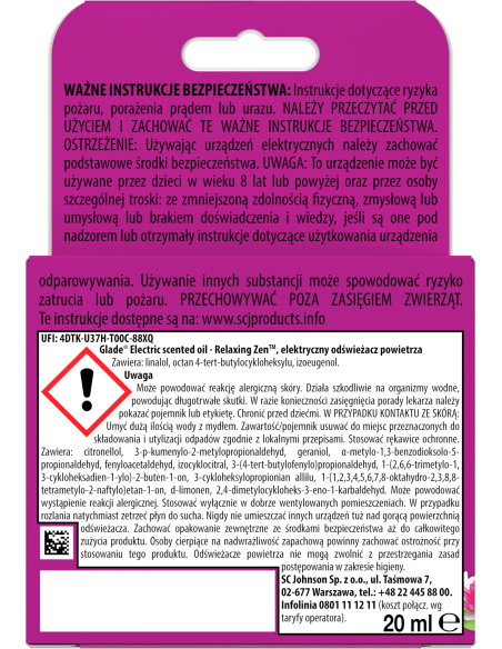 Elektryczny odświeżacz powietrza Glade® Electric scented oil - Relaxing Zen™ + zapas - Odświeżacze elektryczne Elektryczny odświeżacz powietrza Glade® Electric scented oil - Relaxing Zen™ + zapas 5000204117738 3