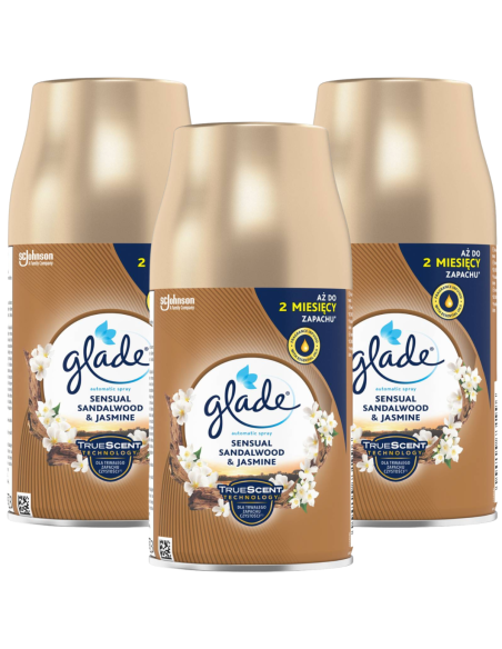 Zapas Glade® automatic spray - Sensual Sandalwood & Jasmine, 3x269 ml - Odświeżacze automatyczne Zapas Glade® automatic spray - Sensual Sandalwood & Jasmine, 3x269 ml 5000204731996