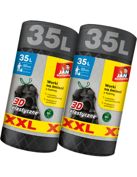 Wytrzymałe elastyczne worki Jan Niezbędny XXL taśma 35 l 50 szt. 5900536307145
