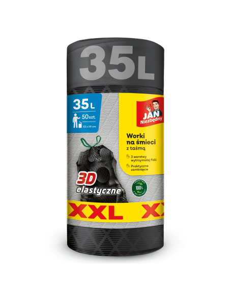 Wytrzymałe elastyczne worki Jan Niezbędny XXL taśma 35 l 50 szt. 5900536307145 3