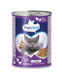 Pełnoporcjowa karma dla dorosłych kotów z jagnięciną i indykiem PreVital - 24x puszka 415 g 5999566111808 2