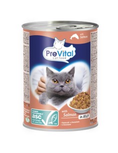 Mokra karma dla kota łosoś w galaretce PreVital 12x puszka 415 g 5999566111785 2