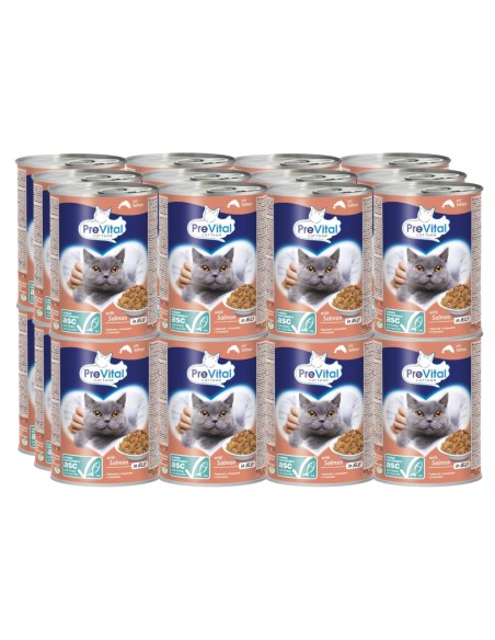Odżywcza mokra karma dla kota łosoś w galaretce PreVital 24x puszka 415 g 5999566111785