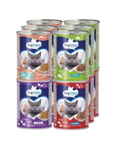 Mokra karma dla kotów dorosłych mix smaków PreVital 12x 415 g 5999566111815