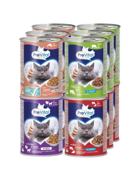 Mokra karma dla kotów dorosłych mix smaków PreVital 12x 415 g 5999566111815