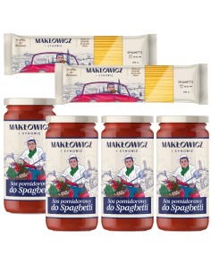 Zestaw Makłowicz i Synowie makaron spaghetti 2x 400 g + sosy spaghetti 4x 400 g 5905644030367