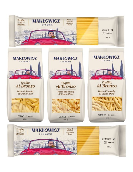 Zestaw makaronów z semoliny z pszenicy durum Makłowicz i Synowie, 5x 400 g - Makarony Zestaw makaronów z semoliny z pszenicy durum Makłowicz i Synowie, 5x 400 g 5905644030220