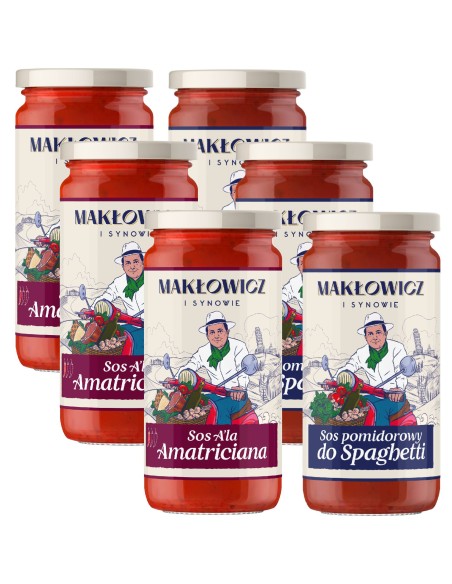 Duży zestaw sosów Makłowicz i Synowie 3x Sos Spaghetti + 3x Sos A'la Amatriciana 5905644030367