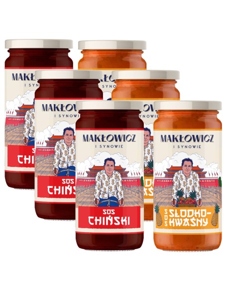 Zestaw sosów kuchni chińskiej Makłowicz i Synowie 3x sos słodko-kwaśny 400 g + 3x sos chiński 400 g 5905644030381