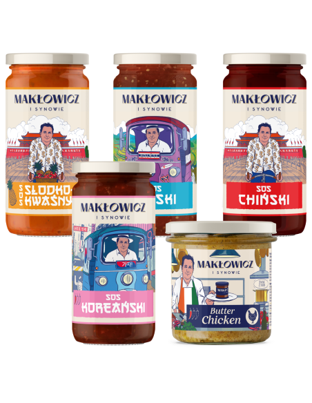 Zestaw Azjatycki Makłowicz i Synowie, mix sosów 4x 400g + butter chicken 1x 330 g 5905644030343